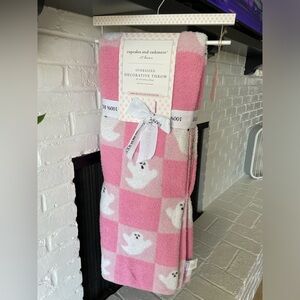 Cupcakes and Cashmere Pink Ghost Checkered Blanket